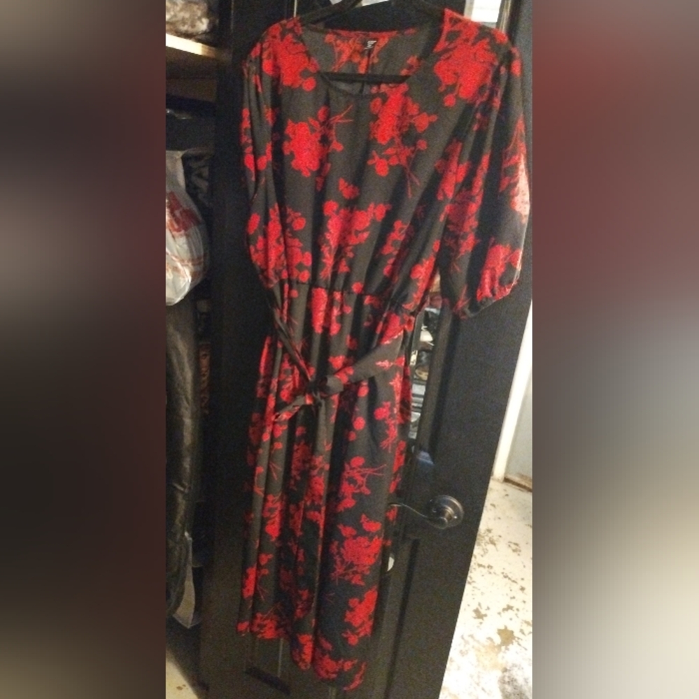 SHEIN Curve Black and Red Floral Dress